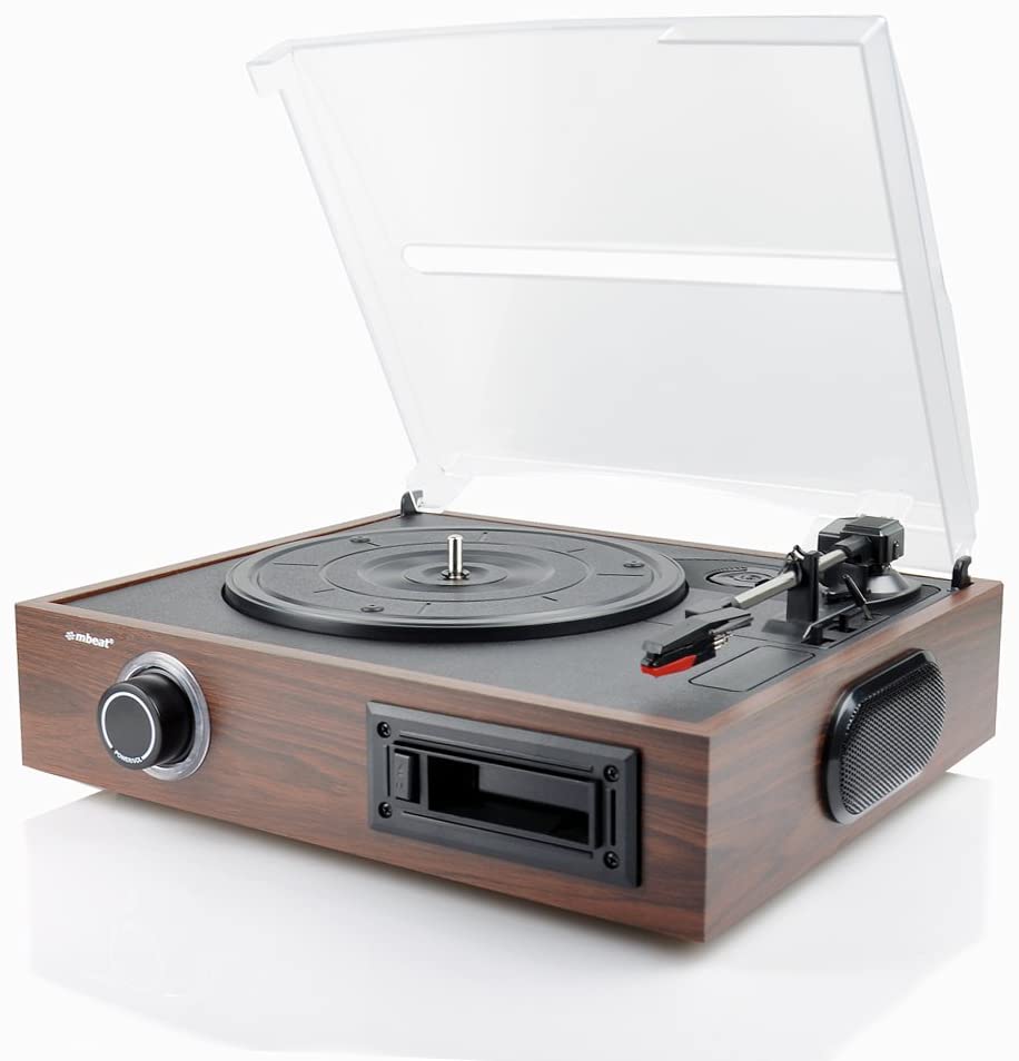 mbeat Wooden 2-in-1 Turntable Record Player